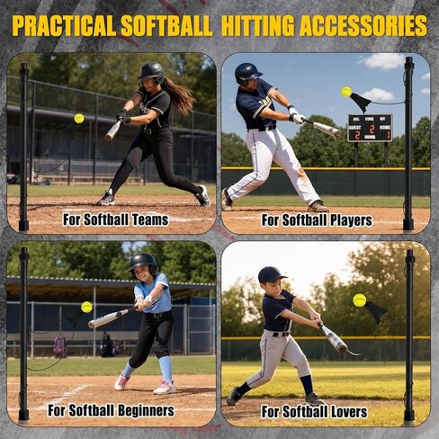 Jenaai Softball Batting Swing Trainer Ball Hitting Trainer Batting Practice Equipment Adjustable Height Ball Hitting Accessories for Home Outdoor Training, Improve Swing Skills in Kuwait
