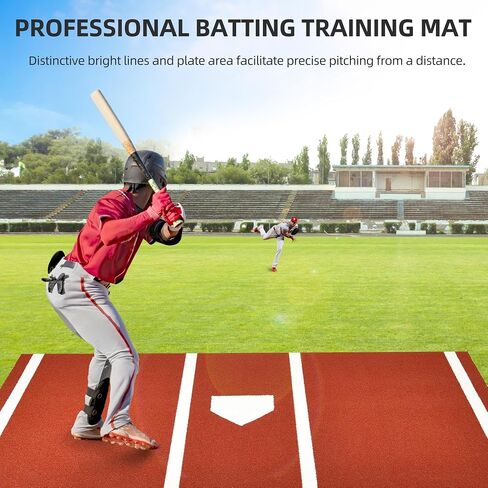 Shopsource Baseball Batting Mat, 6 x 4 FT Softball Hitting Mat, Upgraded Anti-Slip Matt with Stitched Embroidery Turf, Softball Baseball Training Matt with Home Plate Batters Box for Indoor Outdoor in Kuwait