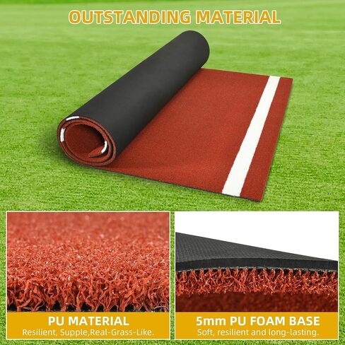 Shopsource Baseball Batting Mat, 6 x 4 FT Softball Hitting Mat, Upgraded Anti-Slip Matt with Stitched Embroidery Turf, Softball Baseball Training Matt with Home Plate Batters Box for Indoor Outdoor in Kuwait