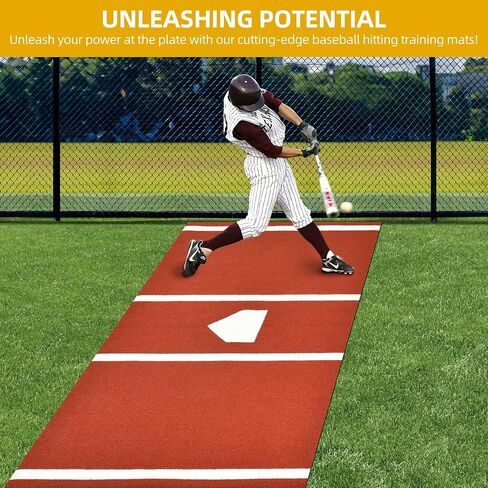 Shopsource Baseball Batting Mat, 6 x 4 FT Softball Hitting Mat, Upgraded Anti-Slip Matt with Stitched Embroidery Turf, Softball Baseball Training Matt with Home Plate Batters Box for Indoor Outdoor in Kuwait