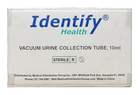 Identify Health Vacuum Urine Specimen Tubes | 100 Pack | 10 ML Non-Additive Urine Collection Yellow Cap, Sterile 16x100 MM in Saudi Arabia