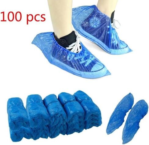100PCS Medical Waterproof Boot Covers Plastic Disposable Shoe Covers Protector Shoe Cover Water Proof Shoes in Kuwait