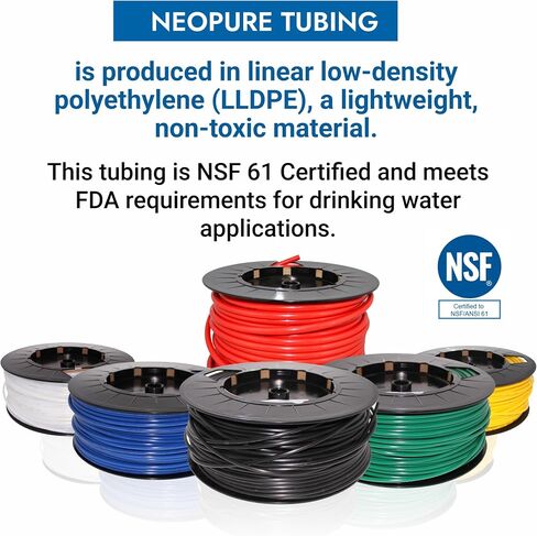 Neo-Pure - أنابيب بولي إيثيلين 1/4 بوصة OD LLDPE (معرف 0.17 بوصة) | خرطوم الهواء خرطوم الهواء لتطبيقات خط الهواء أو نقل السوائل | مرن ومتين (أخضر، 10 أقدام (1/4 بوصة OD)) in Kuwait