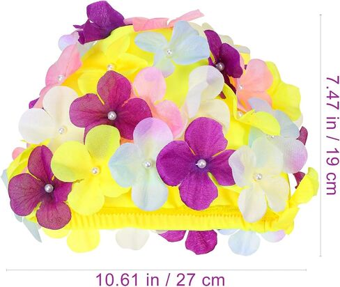 Hanabass Flower Swim Cap for Women Large Size Three-Dimensional Petal Design Reusable Nylon Swimming Hat Bathing Cap for Long Hair Comfortable Fit in Kuwait
