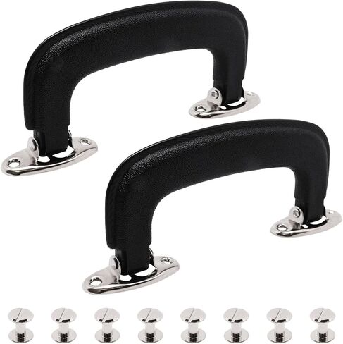 2PCS Luggage Handle Replacement Guitar Case Handle, Plastic Pull Handles Suitcase Handles Replacement for Guitar Case Musical Box Toolbox Trunk, with Mounting Screws (Black) in Kuwait