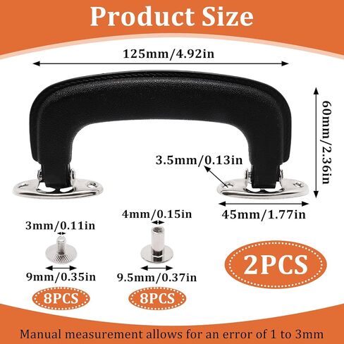 2PCS Luggage Handle Replacement Guitar Case Handle, Plastic Pull Handles Suitcase Handles Replacement for Guitar Case Musical Box Toolbox Trunk, with Mounting Screws (Black) in Kuwait