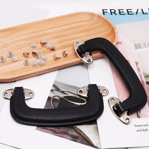 2PCS Luggage Handle Replacement Guitar Case Handle, Plastic Pull Handles Suitcase Handles Replacement for Guitar Case Musical Box Toolbox Trunk, with Mounting Screws (Black) in Kuwait