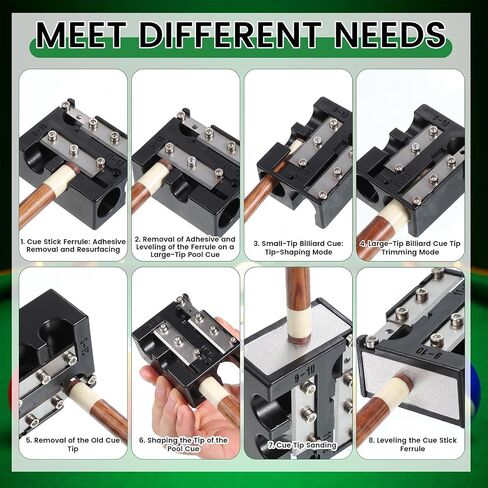 7-in-1 Pool Cue Tip Shaper, Professional Billiard Cue Tips Tool Portable Cues Repair Accessories Pool Stick Maintenance for Tip Replacement and Shaping Cues Tips in Kuwait