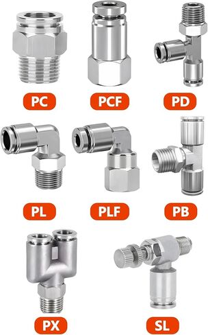 Pneumatic Hose Fitting 304 Stainless Steel PD Tube Connector 1/8 1/4 1/2 Quick Release Pipe Fittings 1Pcs(8-04 (8mm-1l2)) in Kuwait