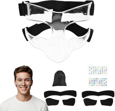 Nose Guard for Broken Nose, Adults & Teens | Adjustable Transparent Sports Face Shield Mask with Foam Padding, Ideal for Soccer, Basketball & Wrestling in Kuwait