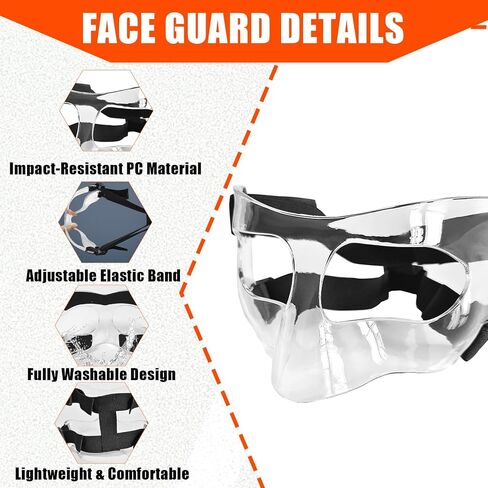 Nose Guard for Broken Nose, Adults & Teens | Adjustable Transparent Sports Face Shield Mask with Foam Padding, Ideal for Soccer, Basketball & Wrestling in Kuwait