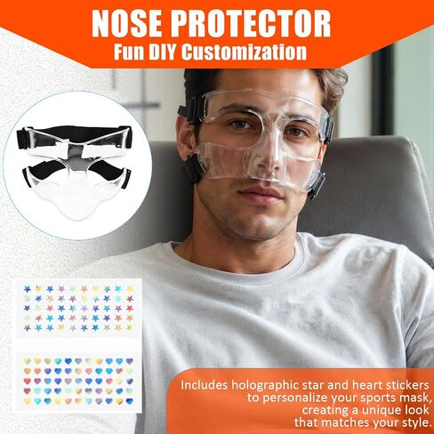 Nose Guard for Broken Nose, Adults & Teens | Adjustable Transparent Sports Face Shield Mask with Foam Padding, Ideal for Soccer, Basketball & Wrestling in Kuwait
