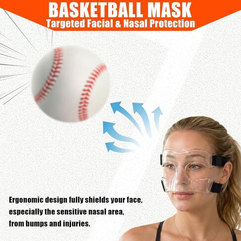 Nose Guard for Broken Nose, Adults & Teens | Adjustable Transparent Sports Face Shield Mask with Foam Padding, Ideal for Soccer, Basketball & Wrestling in Kuwait
