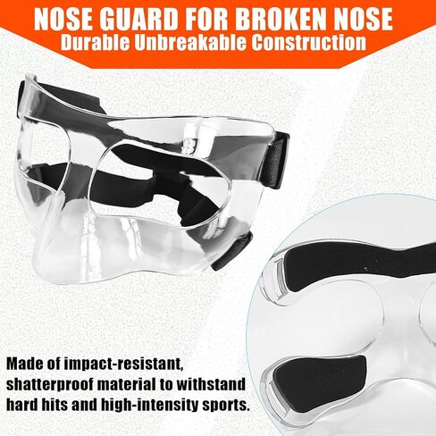 Nose Guard for Broken Nose, Adults & Teens | Adjustable Transparent Sports Face Shield Mask with Foam Padding, Ideal for Soccer, Basketball & Wrestling in Kuwait