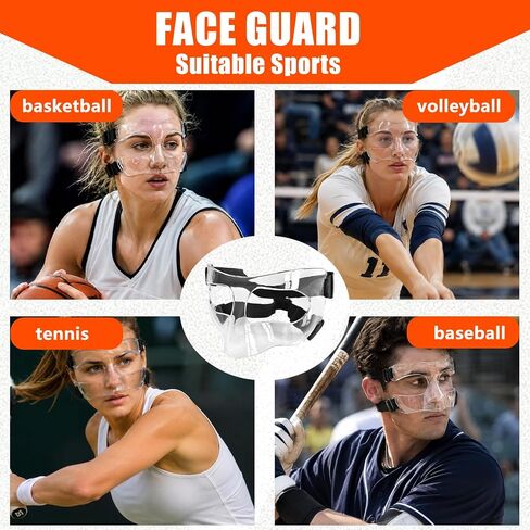 Nose Guard for Broken Nose, Adults & Teens | Adjustable Transparent Sports Face Shield Mask with Foam Padding, Ideal for Soccer, Basketball & Wrestling in Kuwait