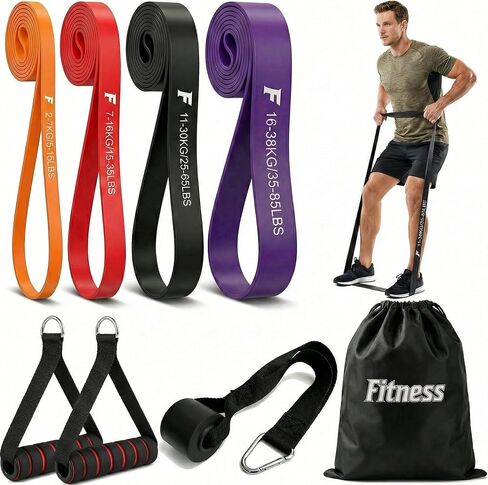 Resistance Bands Set for Working Out, 5 Levels (15-85 lbs) with Handles, Door Anchor, Storage Bag - Latex Fitness Bands for Home Gym, Strength Training, Physical Therapy, Muscle Toning for Men & Women in Kuwait