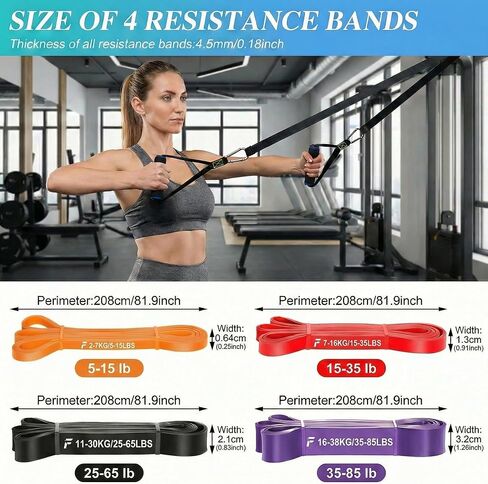 Resistance Bands Set for Working Out, 5 Levels (15-85 lbs) with Handles, Door Anchor, Storage Bag - Latex Fitness Bands for Home Gym, Strength Training, Physical Therapy, Muscle Toning for Men & Women in Kuwait