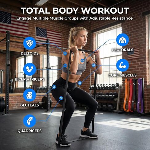 Resistance Bands Set for Working Out, 5 Levels (15-85 lbs) with Handles, Door Anchor, Storage Bag - Latex Fitness Bands for Home Gym, Strength Training, Physical Therapy, Muscle Toning for Men & Women in Kuwait