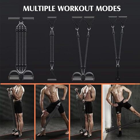 Multifunctional Foot Pedal Resistance Band with Handle,Unisex 4-Tube & 25-100 lbs Adjustable Elastic Sit up Pull Rope for Waist in Kuwait