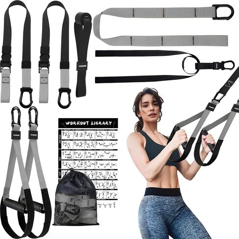 Home Resistance Training Kit | Full-Body Workout with Suspension Trainer Straps, Door Anchor, Handles, and Carrying Bag | Complete Home Gym Equipment in Kuwait
