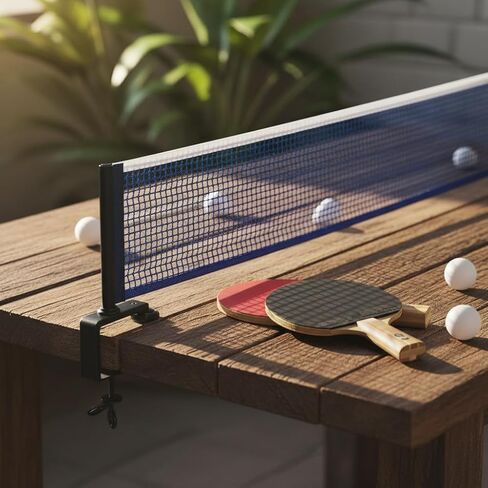 Table Tennis Net and Post Clamp Stand Set for Ping Pong Tables, Alloy Frame with Adjustable Clamp for Indoor or Outdoor Game Play Replacement Mesh in Kuwait