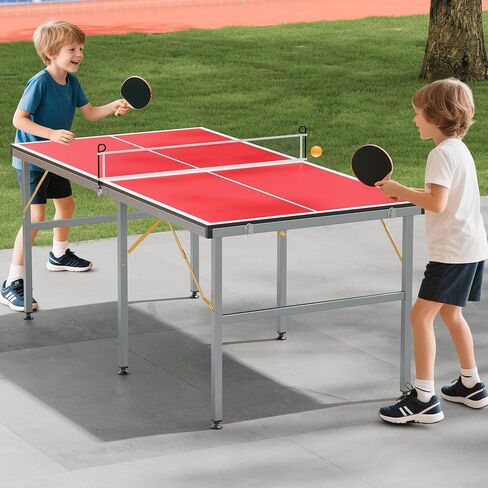 Garvee Foldable Portable Ping Pong Table 6x3 ft, Professional Indoor/Outdoor Table Tennis Game Set with Net, 2 Paddles & 3 Balls for Backyard, Garage, Party, Family Games, No Assembly Required in Kuwait