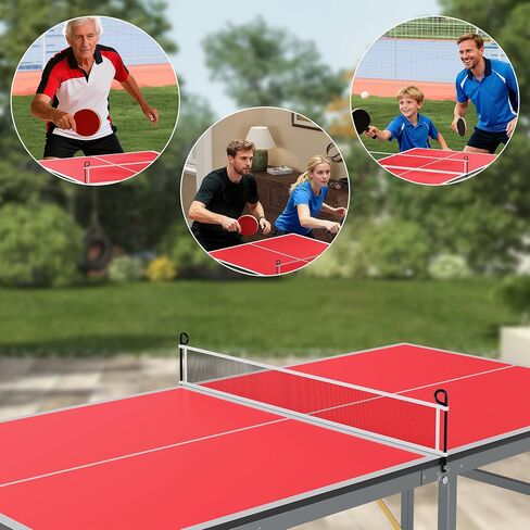 Garvee Foldable Portable Ping Pong Table 6x3 ft, Professional Indoor/Outdoor Table Tennis Game Set with Net, 2 Paddles & 3 Balls for Backyard, Garage, Party, Family Games, No Assembly Required in Kuwait