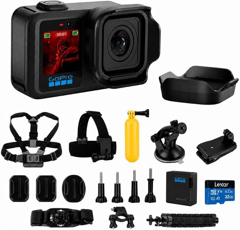 GoPro Mission 1 PRO Compact Cinema Action Camera, Waterproof Underwater Camera with 8K60 Video, 1" Sensor, 50MP Photos, 960fps Slow Motion, 47-Piece Accessory Kit, Head Strap, 1-Year Warranty in Kuwait