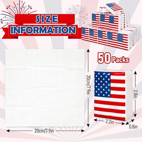 FYSUIMU 50 Bulk Patriotic Tissue Packs Mini Travel Size Facial Tissues 4th of July American Flag Portable Pocket Tissue for Independence Day 250th Anniversary Memorial Day Party Supplies in Kuwait