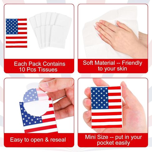 FYSUIMU 50 Bulk Patriotic Tissue Packs Mini Travel Size Facial Tissues 4th of July American Flag Portable Pocket Tissue for Independence Day 250th Anniversary Memorial Day Party Supplies in Kuwait