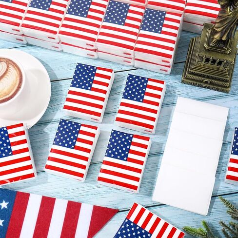 FYSUIMU 50 Bulk Patriotic Tissue Packs Mini Travel Size Facial Tissues 4th of July American Flag Portable Pocket Tissue for Independence Day 250th Anniversary Memorial Day Party Supplies in Kuwait