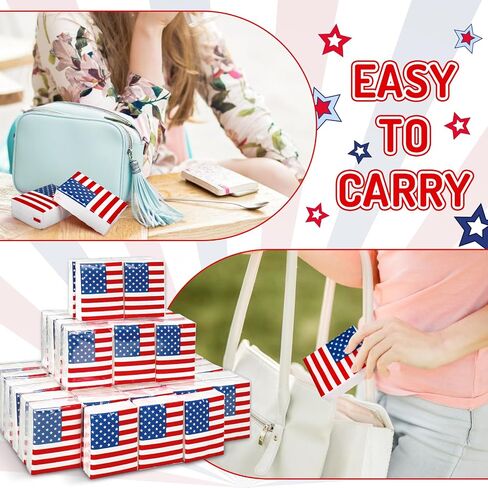 FYSUIMU 50 Bulk Patriotic Tissue Packs Mini Travel Size Facial Tissues 4th of July American Flag Portable Pocket Tissue for Independence Day 250th Anniversary Memorial Day Party Supplies in Kuwait