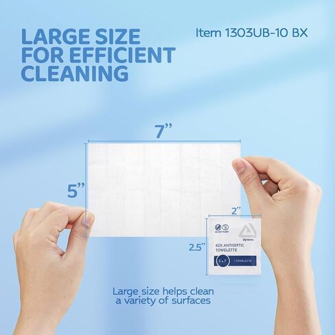 Dynarex DynaSafety BZK Antiseptic Towelettes - Sterile, Alcohol and Fragrance Free, Gentle Cleansing, Safe on Minor Wounds - 5" x 7" - 10 per Box in Kuwait
