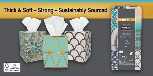 Kirkland Signature Facial Tissue, 3-Ply, 84 Count (12 Pack) in Kuwait