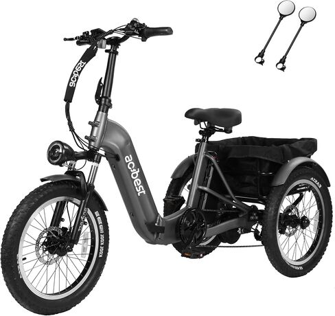 دراجة كهربائية ACTBEST Triker، دراجة كهربائية قابلة للطي بمحرك بدون فرش بقوة 1200 وات، بطارية قابلة للإزالة 748.8 وات في الساعة، تصل إلى 70 ميلًا، دراجة كهربائية ثلاثية العجلات، 20 × 3.0 دراجة ثلاثية العجلات بإطار سميك للبالغين in Kuwait