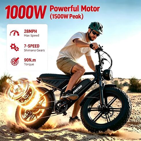 1500W Electric Bike for Adults, 20x4 Fat Tire Mountain Ebike, 28MPH Max Speed, 48V 15.6Ah Removable Battery, Full Suspension Electric Bicycle for Outdoor Adventure UL2849 in Kuwait