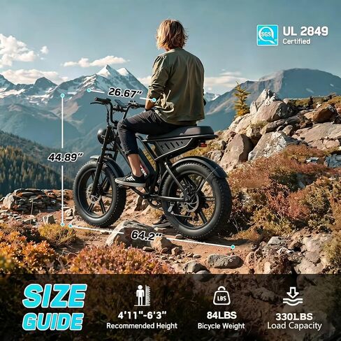 1500W Electric Bike for Adults, 20x4 Fat Tire Mountain Ebike, 28MPH Max Speed, 48V 15.6Ah Removable Battery, Full Suspension Electric Bicycle for Outdoor Adventure UL2849 in Kuwait