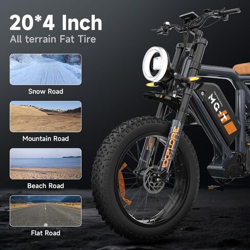 Electric Bike for Adults, 1500W-3000W Peak Fat Tire Ebike, Class 2 Moped Style All-Terrain Electric Bicycle with Advanced Suspension, UL 2849 Certified Removable Battery in Kuwait
