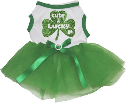 فستان Petitebella Cute & Lucky Clover Puppy Dog (أخضر/قوس قزح البرسيم، XXX-Large) in Kuwait