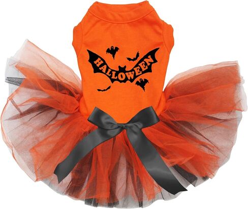 Petitebella Halloween Bats Puppy Dog Dress (Orange/Halloween, Small) in Kuwait