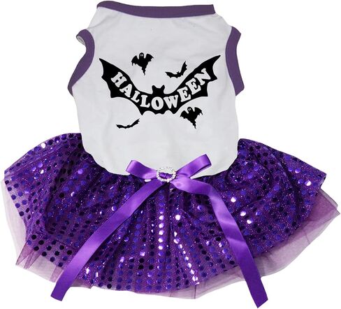 Petitebella Halloween Bats Puppy Dog Dress (Orange/Halloween, Small) in Kuwait