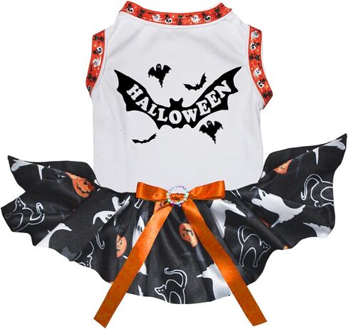 Petitebella Halloween Bats Puppy Dog Dress (Orange/Halloween, Small) in Kuwait