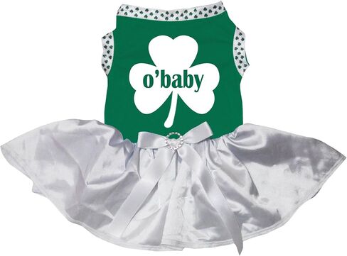 Petitebella Clover O'Baby Puppy Dog Dress (Green/White, X-Large) in Kuwait