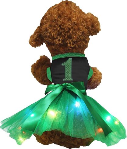 فستان Petitebella باللون الأخضر مزين بالترتر من 1st Puppy Dog (برتقالي/أخضر، مقاس XXX-Large) in Kuwait