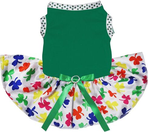 Petitebella Plain St Patrick's Day Theme Puppy Dog Dress (Green/Green, Small) in Kuwait