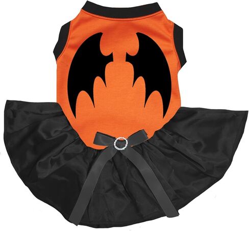Petitebella Devil Wings Puppy Dog Dress (Orange/Black, Medium) in Kuwait