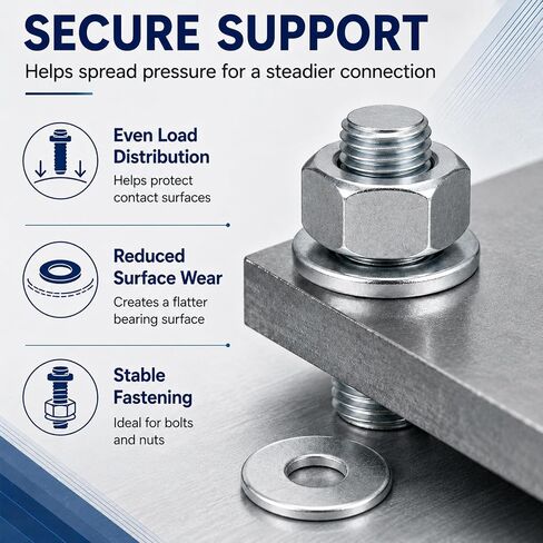 Acrux7 400PCS Steel Fender Flat Washers 5/16" x 1-1/5" Fender Washer, 2mm | Thick Heavy Duty Galvanized Carbon Steel Flat Washer Hardware for Screws and Bolts, Industrial & Home Use (M8 x 30mm) in Kuwait