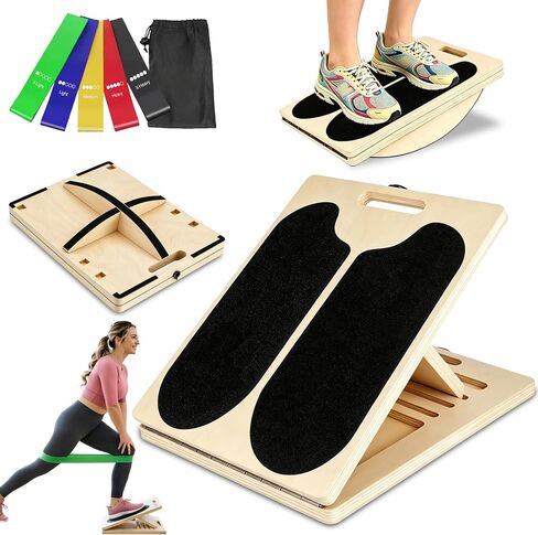 3-in-1 Slant Board for Calf-Stretching, 360° Balance Board - Wooden Incline Wedge Stretcher for Squats, Foot & Ankle Mobility, Portable Fitness Equipment, Balance Block for Heel Stretch in Kuwait