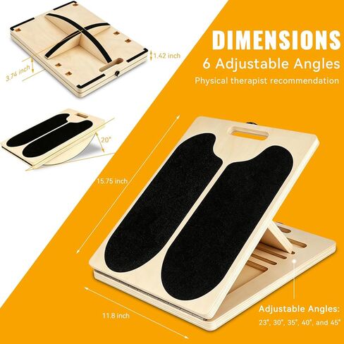 3-in-1 Slant Board for Calf-Stretching, 360° Balance Board - Wooden Incline Wedge Stretcher for Squats, Foot & Ankle Mobility, Portable Fitness Equipment, Balance Block for Heel Stretch in Kuwait