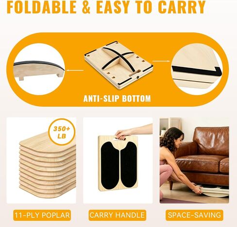 3-in-1 Slant Board for Calf-Stretching, 360° Balance Board - Wooden Incline Wedge Stretcher for Squats, Foot & Ankle Mobility, Portable Fitness Equipment, Balance Block for Heel Stretch in Kuwait